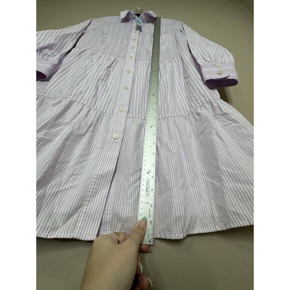 NEW LOFT Light Purple White Stripe Cotton Tiered Pocket Shirtdress Size SP - Picture 10 of 10